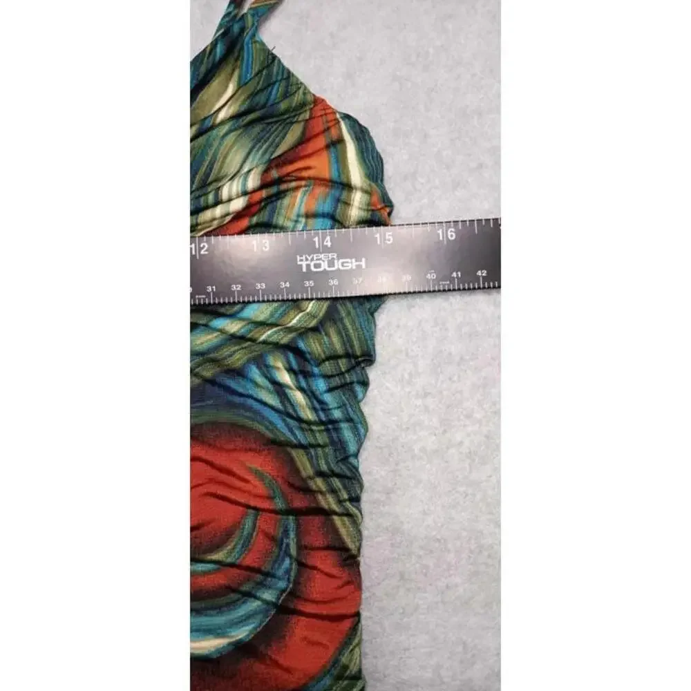 Timing Sleeveless Slouched Swoop Neck Mini Dress Womens Size L Multicolor Swirls - Picture 5 of 8